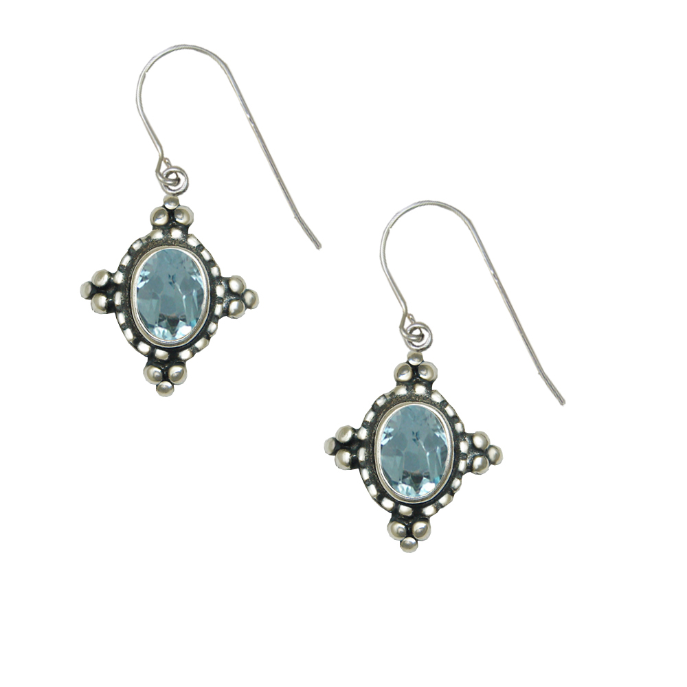 Sterling Silver Petite Blue Topaz Gemstone Drop Dangle Earrings